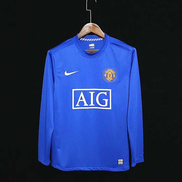 Manchester United 2007/08 Retro Long Sleeve Away Shirt - Blue